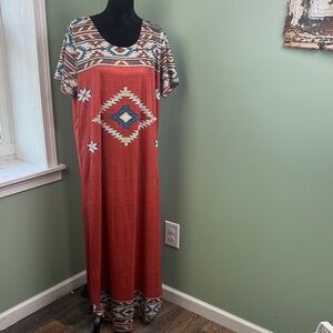 NWT Southwestern Patterned Maxi Dress XL